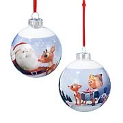 Rudolph the Red Nosed Reindeer Glass Ball Ornaments Set